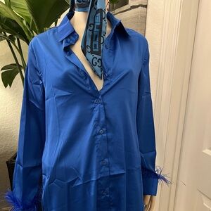 Blue Feather Cuff Women's Top